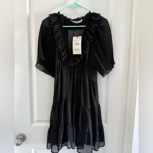 Zara Black Ruffled Mini Dress